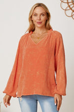 Load image into Gallery viewer, Frill V-Neck Balloon Sleeve Blouse