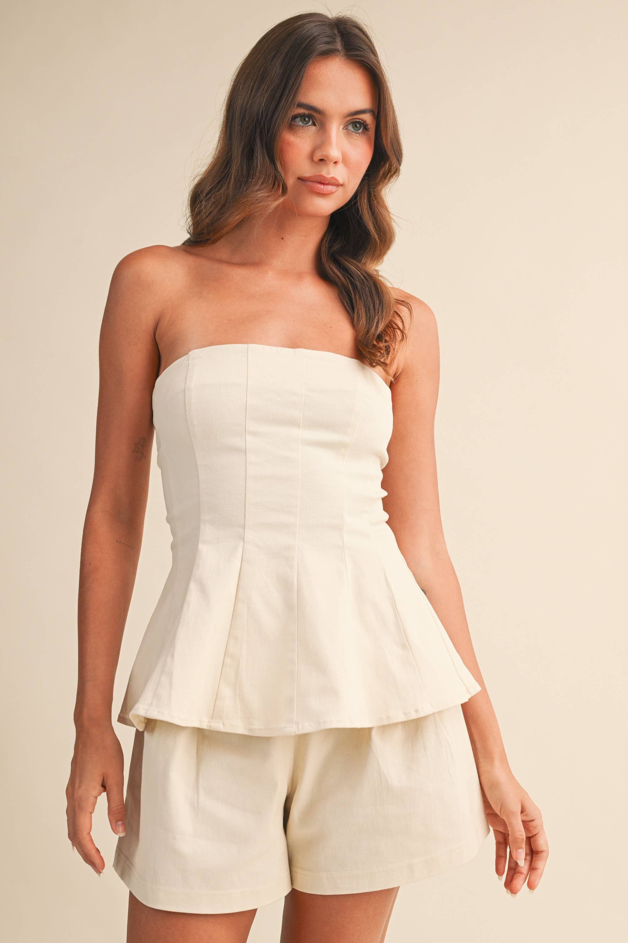 PEPLUM TUBE TOP AND SHORTS