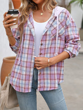 Load image into Gallery viewer, Plaid Long Sleeve Hooded Jacket