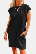 Load image into Gallery viewer, Textured Round Neck Cap Sleeve Dress