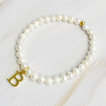 Load image into Gallery viewer, Freshwater Pearl Initial Charm Bracelet