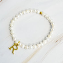 Load image into Gallery viewer, Freshwater Pearl Initial Charm Bracelet