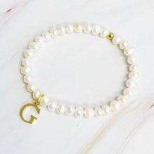 Load image into Gallery viewer, Freshwater Pearl Initial Charm Bracelet