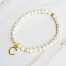 Load image into Gallery viewer, Freshwater Pearl Initial Charm Bracelet