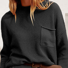 Load image into Gallery viewer, Ribbed Dropped Shoulder Sweater with Pocket