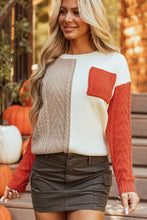 Load image into Gallery viewer, Color Block Round Neck Long Sleeve Sweater