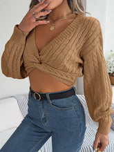 Load image into Gallery viewer, Twisted Cable-Knit V-Neck Sweater