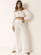 Load image into Gallery viewer, Off Shoulder Long Sleeve Top and Pants Set