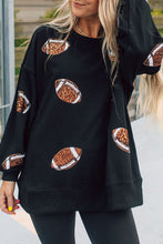 Load image into Gallery viewer, Football Sequin Patch Long Sleeve Sweatshirt