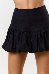BK22766 STRETCH FLARE BUBBLE MINI SKIRT: OFF WHITE / S