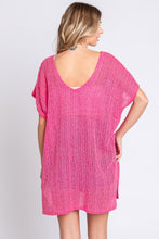 Load image into Gallery viewer, GeeGee Short Sleeve Side Slit Knit Cover Up Dress