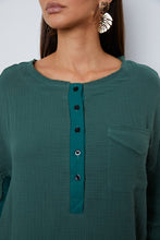 Load image into Gallery viewer, Half Button Up Round Neck Blouse