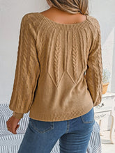 Load image into Gallery viewer, Cable-Knit Round Neck Long Sleeve Sweater