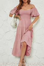 Load image into Gallery viewer, Smocked Square Neck Puff Sleeve Dress