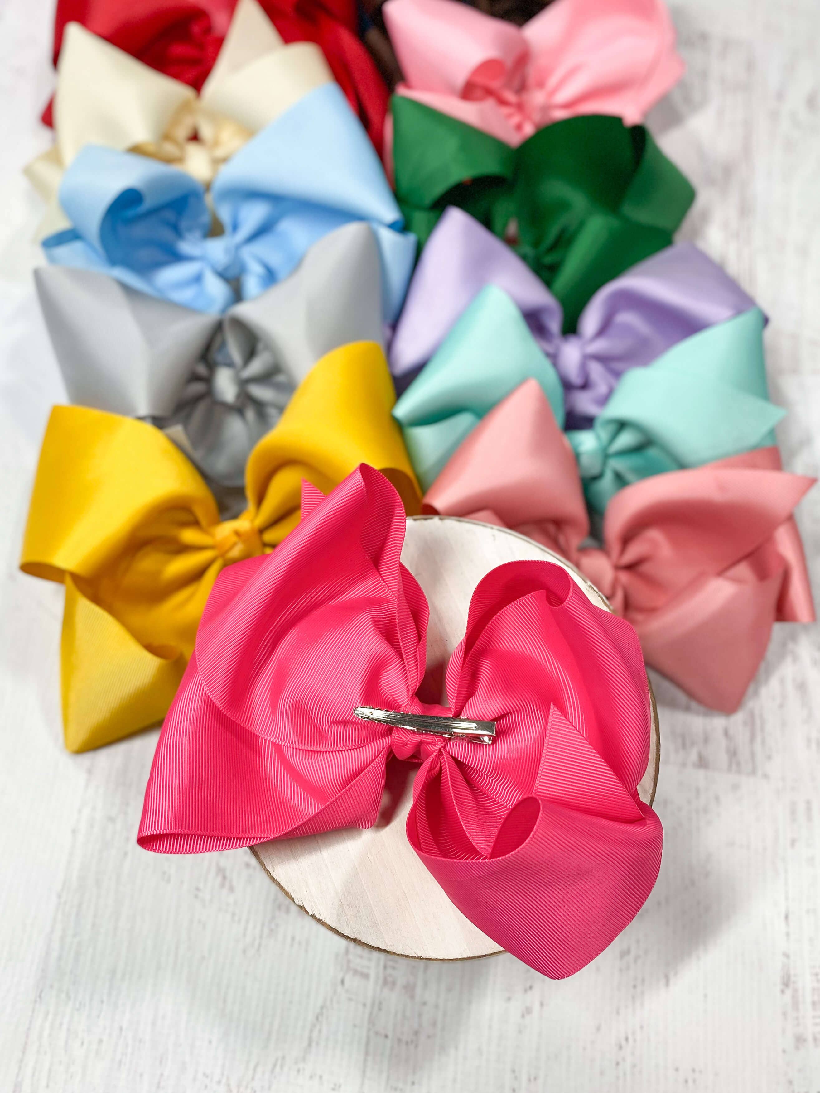 Texas Size Grosgrain Hair Bow: White
