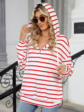 Load image into Gallery viewer, Drawstring Striped Long Sleeve Hoodie