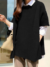 Load image into Gallery viewer, Plus Size Round Neck Slit Short Sleeve Sweater