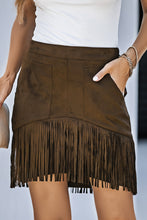 Load image into Gallery viewer, Fringe Detail Zip-Back Skirt with Pockets