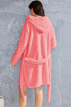 Load image into Gallery viewer, Fuzzy Tied Pocketed Hooded Lounge Nightgown