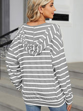 Load image into Gallery viewer, Drawstring Striped Long Sleeve Hoodie