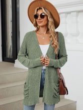 Load image into Gallery viewer, Pocketed Open Front Long Sleeve Cardigan