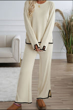 Load image into Gallery viewer, Contrast Trim Round Neck Top and Pants Sweater Set