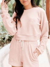 Load image into Gallery viewer, Ribbed Round Neck Long Sleeve Top and Shorts Set