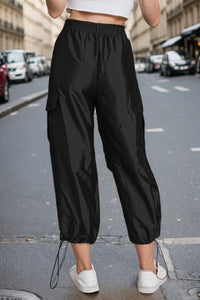 Drawstring High Waist Cargo Joggers