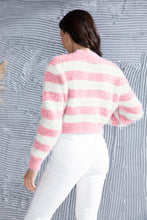 Load image into Gallery viewer, Striped Button Up Cropped Cardigan