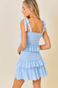 Smocked Ruffle Mini Dress: WHITE / M