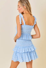 Load image into Gallery viewer, Smocked Ruffle Mini Dress: SKY BLUE / L