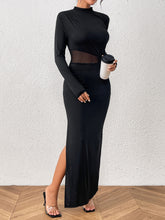 Load image into Gallery viewer, Slit Mock Neck Long Sleeve Maxi Dress