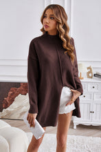 Load image into Gallery viewer, Exposed Seam Mock Neck Slit Sweater