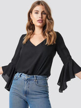 Load image into Gallery viewer, V-Neck Flounce Sleeve Blouse