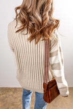 Load image into Gallery viewer, Cable-Knit Color Block Round Neck Sweater