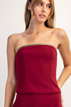 Load image into Gallery viewer, Rhinestone Peplum Woven 2pc Tube Top and Skirt