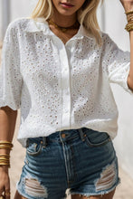 Load image into Gallery viewer, Eyelet Button Up Half Sleeve Shirt