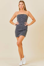 Load image into Gallery viewer, Stitchwork Strapless Slim Denim Dress: BLUE / S