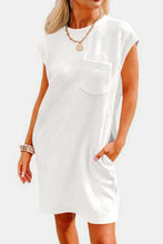 Load image into Gallery viewer, Textured Round Neck Cap Sleeve Dress