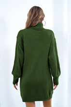 Load image into Gallery viewer, Openwork Turtleneck Long Sleeve Sweater Dress