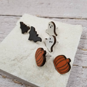 Halloween Ghost Pumpkin Bat Earrings: Ghost