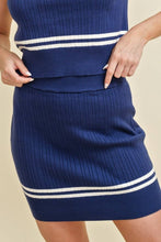 Load image into Gallery viewer, HIGH WAISTED KNIT STRIPED MINI SKIRT: Baby Blue / L