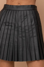 Load image into Gallery viewer, PU PLEATED MINI SKIRT (ST# FRSK1382W): BROWN