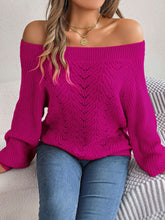 Load image into Gallery viewer, Openwork Off-Shoulder Long Sleeve Sweater