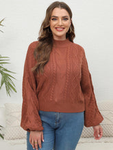 Load image into Gallery viewer, Plus Size Mock Neck Cable Knit Long Sleeve Sweater