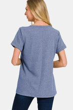Load image into Gallery viewer, Zenana Notched Short Sleeve Waffle T-Shirt