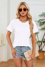 Load image into Gallery viewer, Ruched Round Neck Short Sleeve T-Shirt