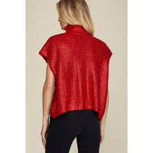 Load image into Gallery viewer, Metallic Foil Short Sleeve Sweater Top: PURPLE