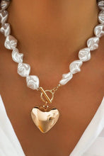 Load image into Gallery viewer, PEARL BEADED HEART CHARM TOGGLE NECKLACE | 40NK9466