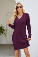 Load image into Gallery viewer, Cable-Knit Long Sleeve Sweater Dress